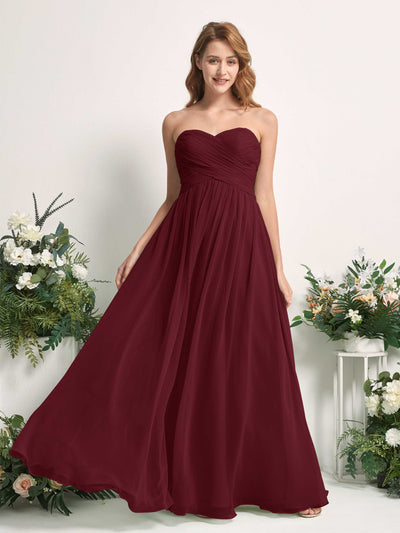 Carlyna Elma A-Line Burgundy Bridesmaid Dress Maxi Sleeveless Sweetheart Dress Front View #color_burgundy