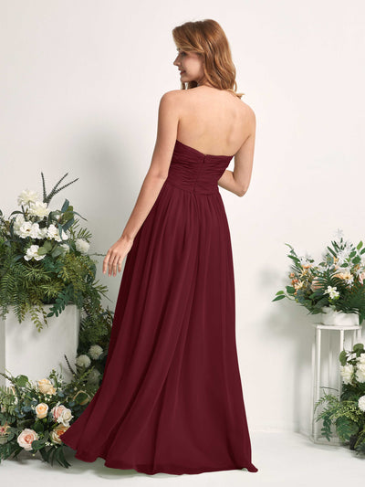 Carlyna Elma A-Line Burgundy Bridesmaid Dress Maxi Sleeveless Sweetheart Dress Back View #color_burgundy