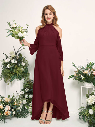 Carlyna Maxine A-Line Burgundy Bridesmaid Dress Maxi Sleeveless Round Neck Dress Front View #color_burgundy