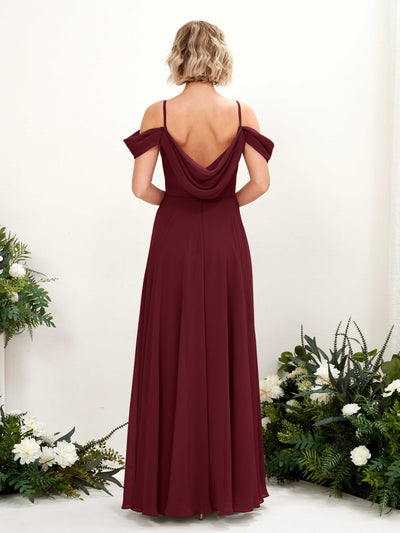 Carlyna Kauku A-Line Burgundy Bridesmaid Dress Maxi Sleeveless V-Neck Dress Back View #color_burgundy