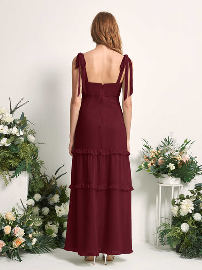 Carlyna Kaiya A-Line Burgundy Bridesmaid Dress Maxi Sleeveless Straight Dress Back View #color_burgundy