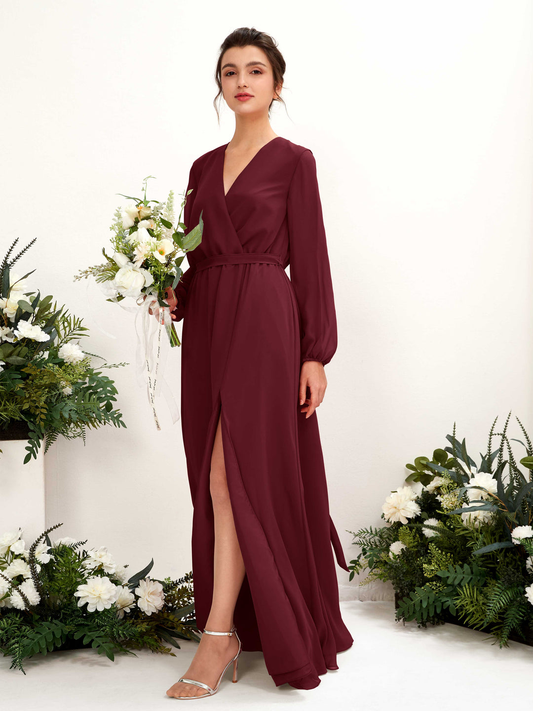 Long Sleeve Burgundy Bridesmaid Dresses | Custom Sizes & Free Shipping   Carlyna