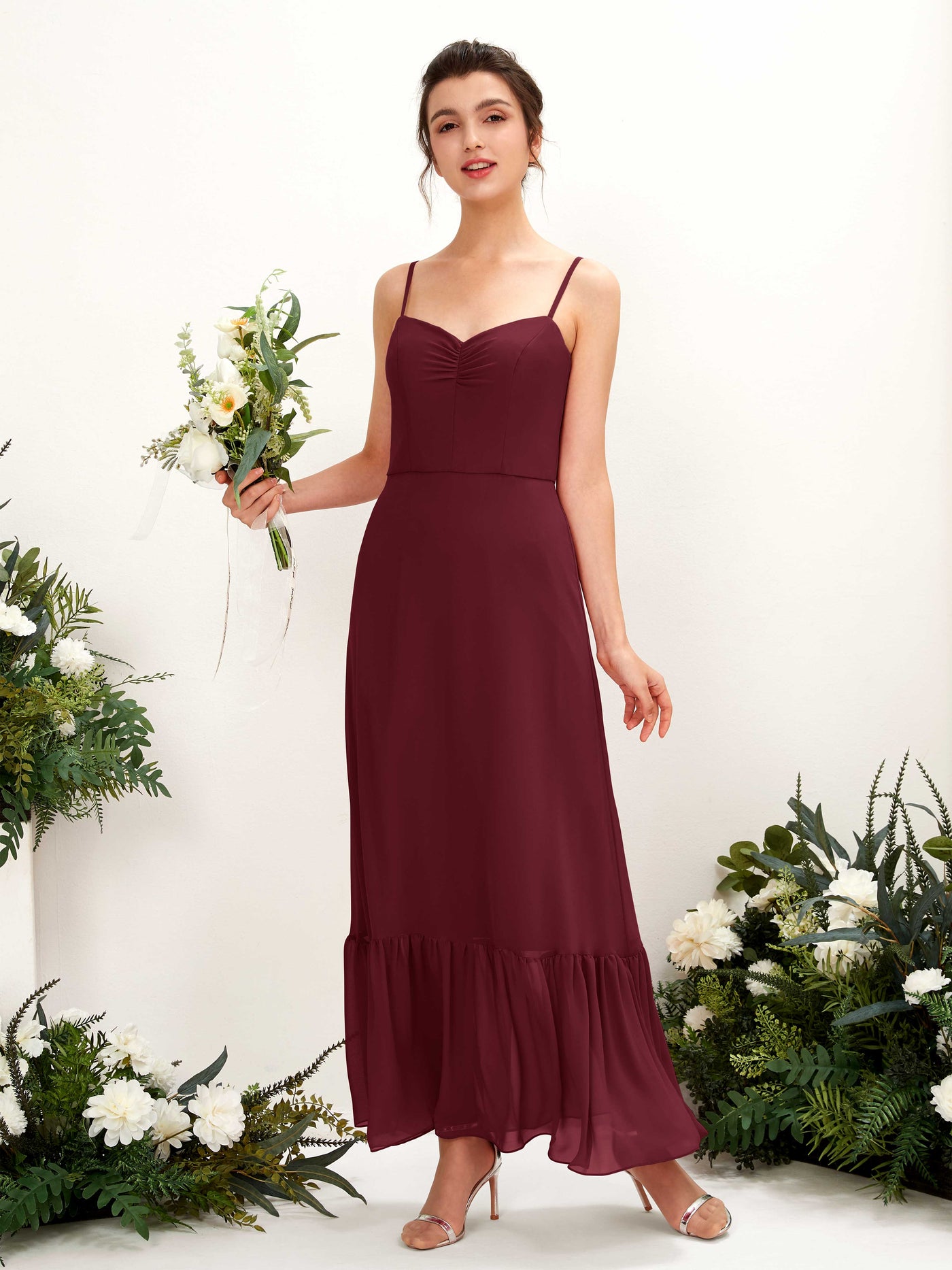 Burgundy Bridesmaid Dresses Bridesmaid Dress Chiffon Spaghetti-straps Full Length Sleeveless Wedding Party Dress (81223012)#color_burgundy