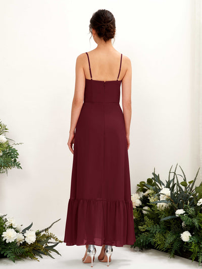 Carlyna Delia Sheath Burgundy Bridesmaid Dress Maxi Sleeveless Spaghetti Strap Dress Back View #color_burgundy