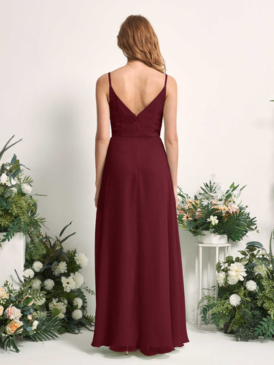 Carlyna Hannah A-Line Burgundy Bridesmaid Dress Maxi Sleeveless Sweetheart Dress Back View #color_burgundy
