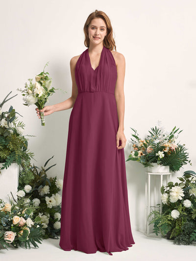 Carlyna Carolyn Convertible Chianti Bridesmaid Dress Maxi Sleeveless Sweetheart Dress Front View #color_chianti