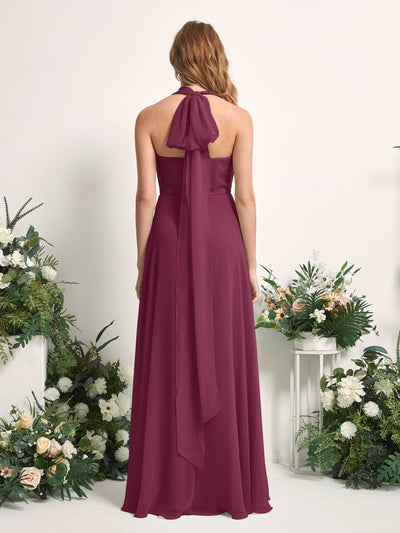 Carlyna Carolyn Convertible Chianti Bridesmaid Dress Maxi Sleeveless Sweetheart Dress Side View 2 #color_chianti