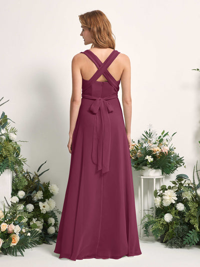 Carlyna Carolyn Convertible Chianti Bridesmaid Dress Maxi Sleeveless Sweetheart Dress Side View 4 #color_chianti