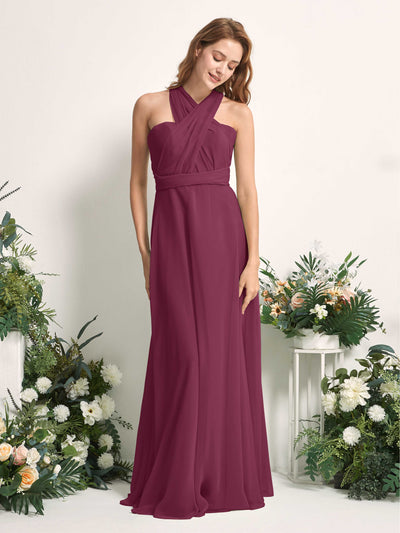 Carlyna Carolyn Convertible Chianti Bridesmaid Dress Maxi Sleeveless Sweetheart Dress Side View 5 #color_chianti