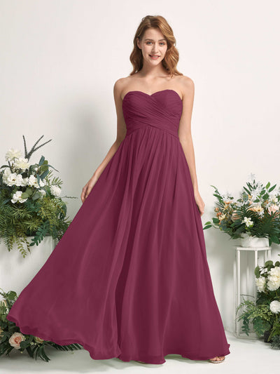 Carlyna Elma A-Line Chianti Bridesmaid Dress Maxi Sleeveless Sweetheart Dress Front View #color_chianti