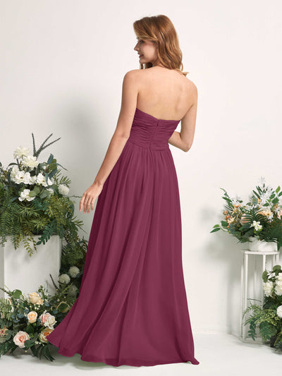 Carlyna Elma A-Line Chianti Bridesmaid Dress Maxi Sleeveless Sweetheart Dress Back View #color_chianti