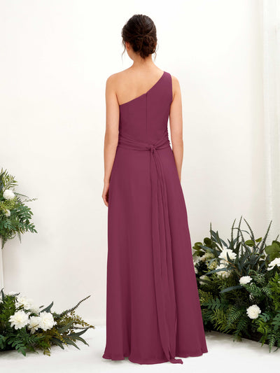 Carlyna Trita Sheath Chianti Bridesmaid Dress Maxi Sleeveless One Shoulder Dress Back View #color_chianti