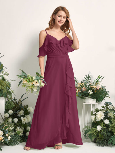 Carlyna Yvette A-Line Chianti Bridesmaid Dress Maxi Sleeveless V-Neck Dress Side View 2 #color_chianti