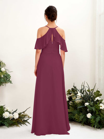 Carlyna Orlane A-Line Chianti Bridesmaid Dress Maxi Sleeveless V-Neck Dress Back View #color_chianti