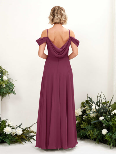 Carlyna Kauku A-Line Chianti Bridesmaid Dress Maxi Sleeveless V-Neck Dress Back View #color_chianti