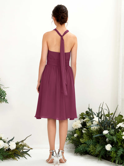 Carlyna Yvonne A-Line Chianti Bridesmaid Dress Knee-Length Sleeveless Round Neck Dress Back View #color_chianti