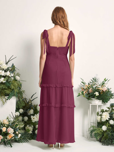 Carlyna Kaiya A-Line Chianti Bridesmaid Dress Maxi Sleeveless Straight Dress Back View #color_chianti