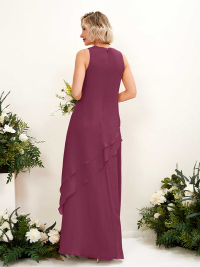 Carlyna Finna Sheath Chianti Bridesmaid Dress Maxi Sleeveless Round Neck Dress Back View #color_chianti