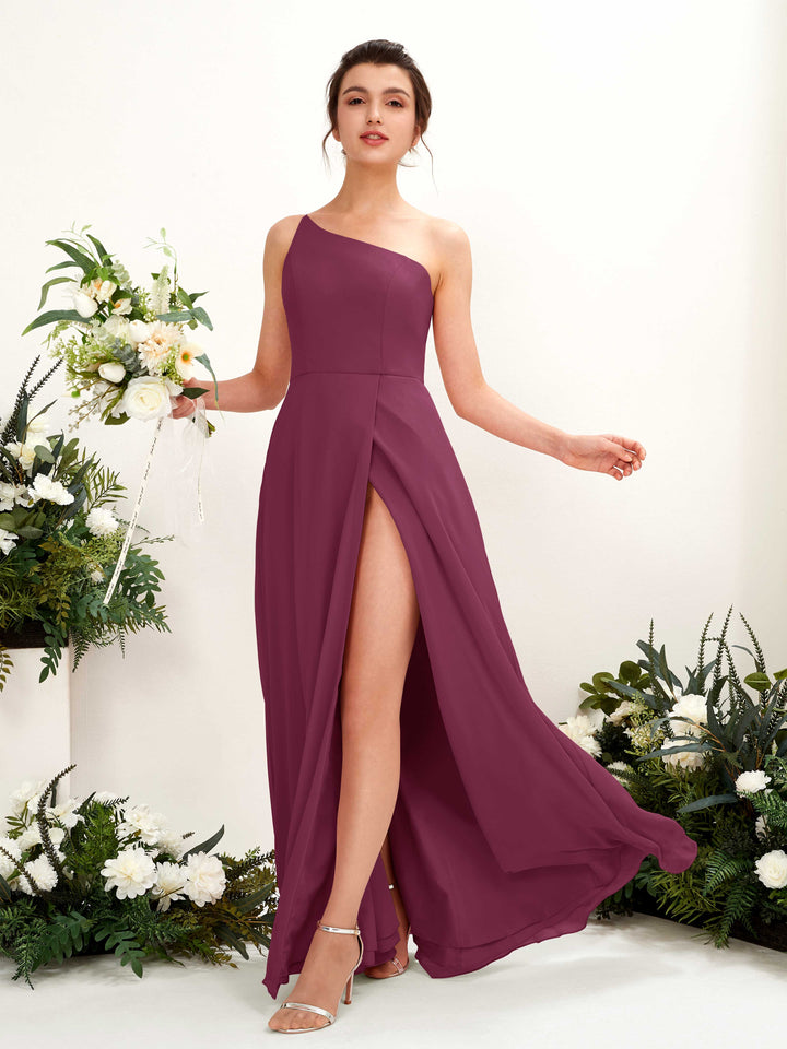 Chianti Bridesmaid Dresses Bridesmaid Dress A-line Chiffon One Shoulder Full Length Sleeveless Wedding Party Dress (81225734)