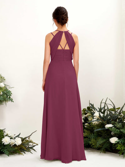 Carlyna Joa A-Line Chianti Bridesmaid Dress Maxi Sleeveless V-Neck Dress Back View #color_chianti