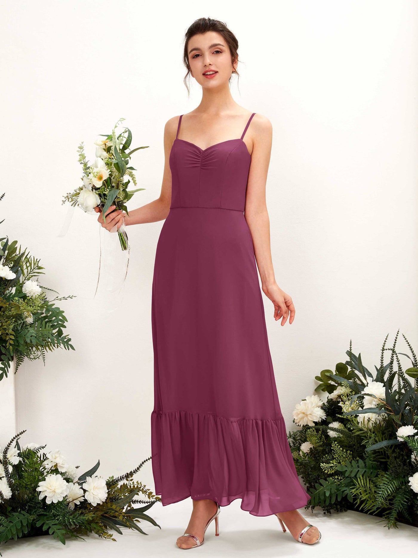 Chianti Bridesmaid Dresses Bridesmaid Dress Chiffon Spaghetti-straps Full Length Sleeveless Wedding Party Dress (81223034)#color_chianti