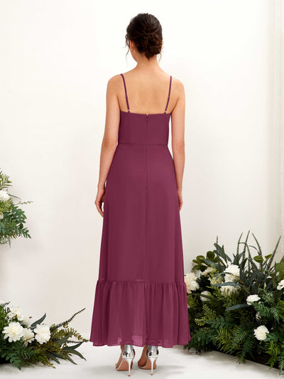 Carlyna Delia Sheath Chianti Bridesmaid Dress Maxi Sleeveless Spaghetti Strap Dress Back View #color_chianti