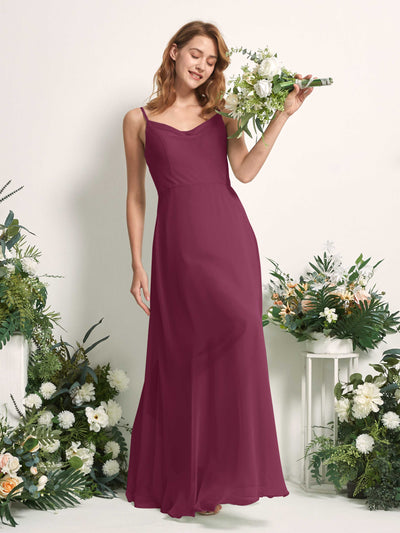 Carlyna Hannah A-Line Chianti Bridesmaid Dress Maxi Sleeveless Sweetheart Dress Side View 2 #color_chianti