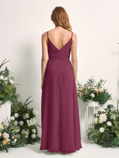 Carlyna Hannah A-Line Chianti Bridesmaid Dress Maxi Sleeveless Sweetheart Dress Back View #color_chianti