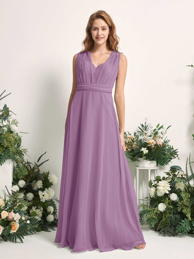 Carlyna Carolyn Convertible Orchid Mist Bridesmaid Dress Maxi Sleeveless Sweetheart Dress Side View 3 #color_orchid-mist