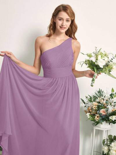 Carlyna Pandora A-Line Orchid Mist Bridesmaid Dress Maxi Sleeveless One Shoulder Dress Side View 2 #color_orchid-mist