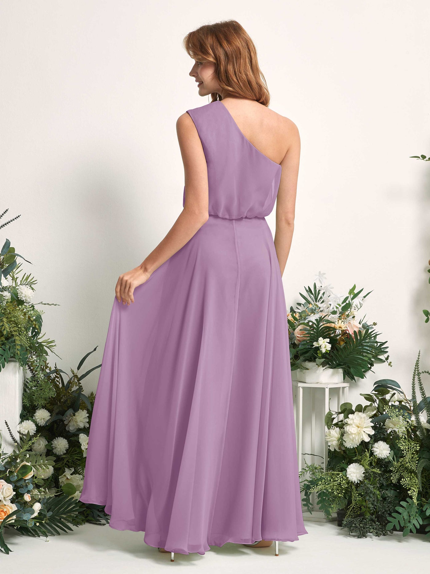 Bridesmaid Dress A-line Chiffon One Shoulder Full Length Sleeveless Wedding Party Dress - Orchid Mist (81226821)#color_orchid-mist