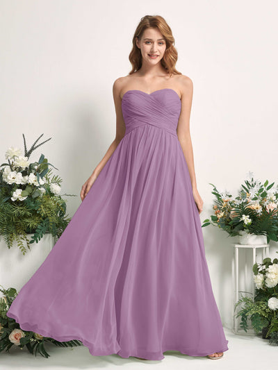 Carlyna Elma A-Line Orchid Mist Bridesmaid Dress Maxi Sleeveless Sweetheart Dress Front View #color_orchid-mist
