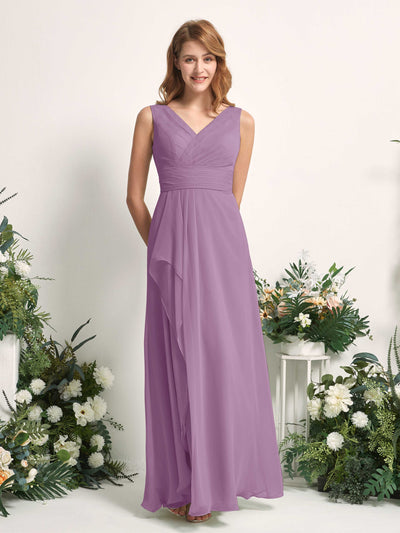 Carlyna Mollie A-Line Orchid Mist Bridesmaid Dress Maxi Sleeveless V-Neck Dress Side View 2 #color_orchid-mist