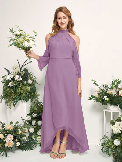 Carlyna Maxine A-Line Orchid Mist Bridesmaid Dress Maxi Sleeveless Round Neck Dress Front View #color_orchid-mist