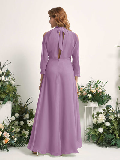 Carlyna Maxine A-Line Orchid Mist Bridesmaid Dress Maxi Sleeveless Round Neck Dress Back View #color_orchid-mist