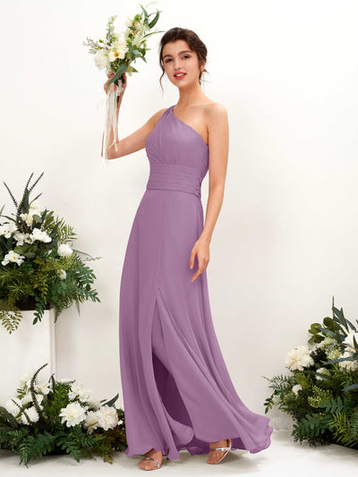 Carlyna Trita Sheath Orchid Mist Bridesmaid Dress Maxi Sleeveless One Shoulder Dress Front View #color_orchid-mist