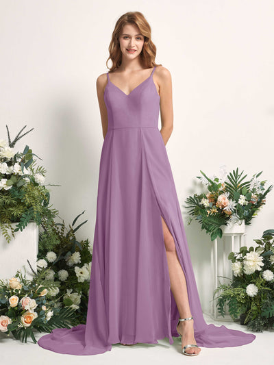 Carlyna Marcia A-Line Orchid Mist Bridesmaid Dress Maxi Sleeveless V-Neck Dress Front View #color_orchid-mist