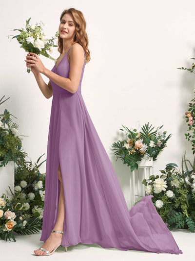 Carlyna Marcia A-Line Orchid Mist Bridesmaid Dress Maxi Sleeveless V-Neck Dress Side View 2 #color_orchid-mist