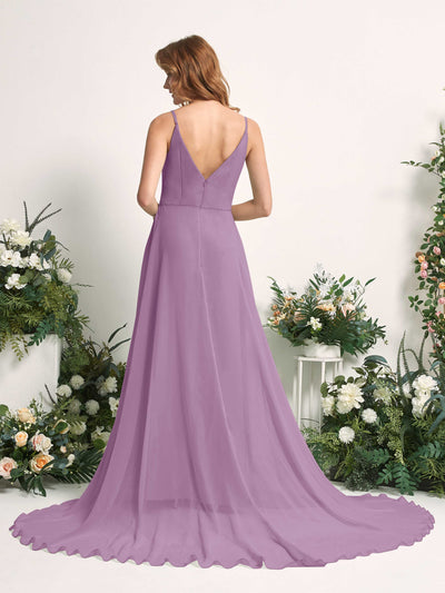 Carlyna Marcia A-Line Orchid Mist Bridesmaid Dress Maxi Sleeveless V-Neck Dress Back View #color_orchid-mist