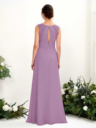 Carlyna Karen A-Line Orchid Mist Bridesmaid Dress Maxi Sleeveless V-Neck Dress Back View #color_orchid-mist