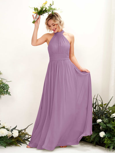 Carlyna Hilda A-Line Orchid Mist Bridesmaid Dress Maxi Sleeveless Round Neck Dress Front View #color_orchid-mist