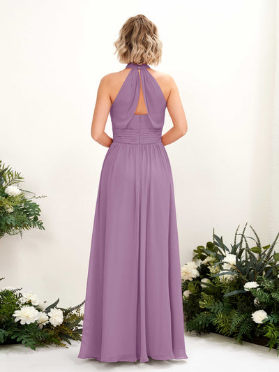 Carlyna Hilda A-Line Orchid Mist Bridesmaid Dress Maxi Sleeveless Round Neck Dress Back View #color_orchid-mist
