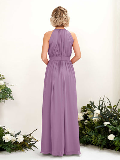 Carlyna Eden A-Line Orchid Mist Bridesmaid Dress Maxi Sleeveless Round Neck Dress Back View #color_orchid-mist
