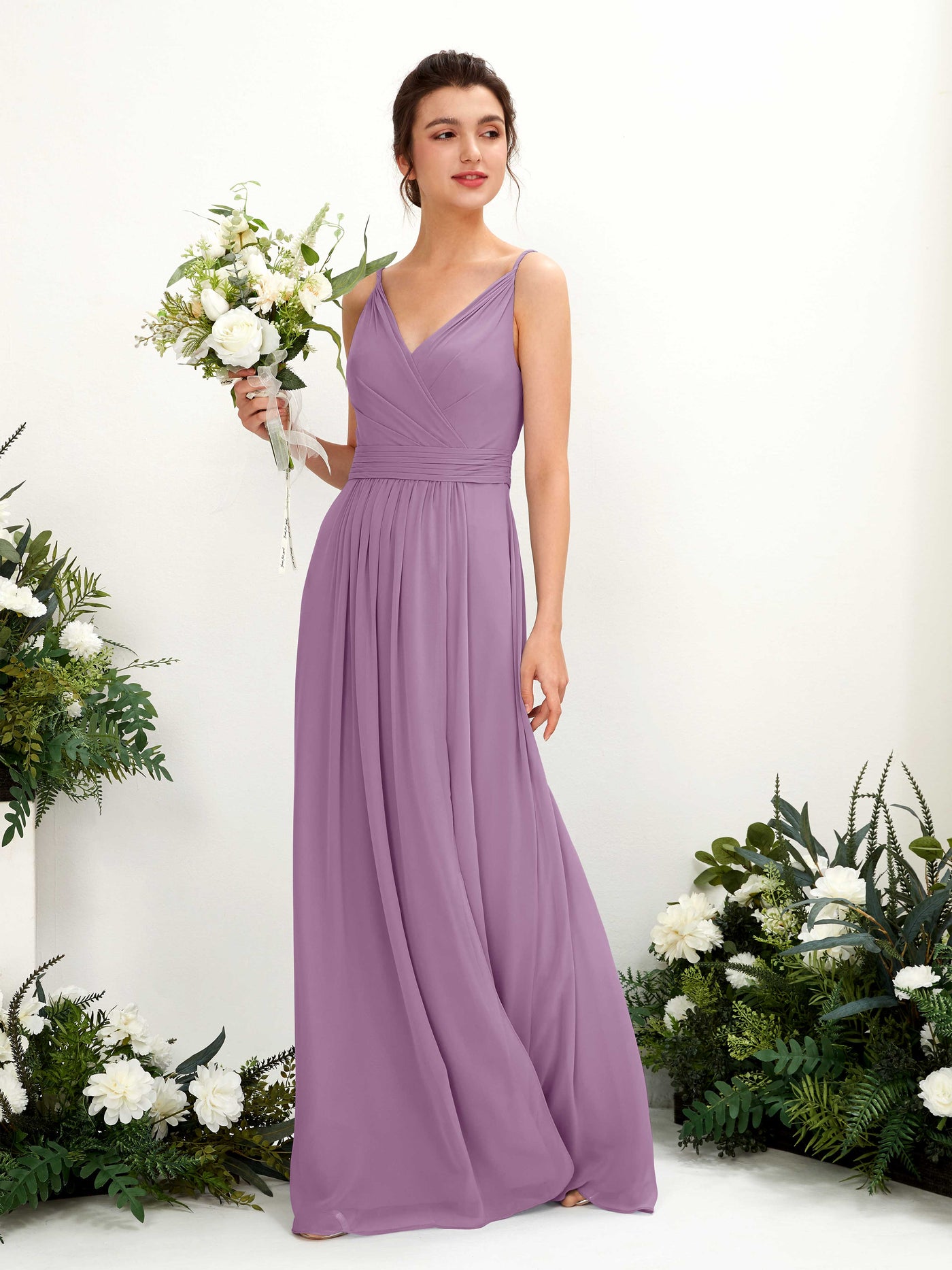 Orchid Mist Bridesmaid Dresses Bridesmaid Dress A-line Chiffon Spaghetti-straps Full Length Sleeveless Wedding Party Dress (81223921)#color_orchid-mist