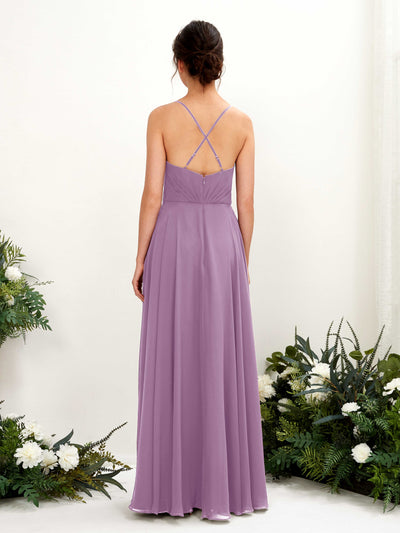 Carlyna Naura A-Line Orchid Mist Bridesmaid Dress Maxi Sleeveless V-Neck Dress Back View #color_orchid-mist