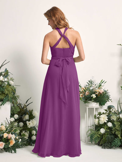 Carlyna Carolyn Convertible Purple Bridesmaid Dress Maxi Sleeveless Sweetheart Dress Back View #color_purple