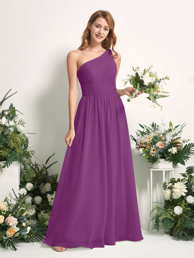 Carlyna Pandora A-Line Purple Bridesmaid Dress Maxi Sleeveless One Shoulder Dress Front View #color_purple