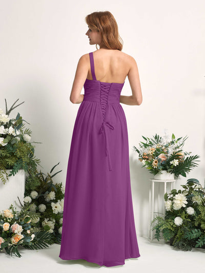 Carlyna Pandora A-Line Purple Bridesmaid Dress Maxi Sleeveless One Shoulder Dress Back View #color_purple