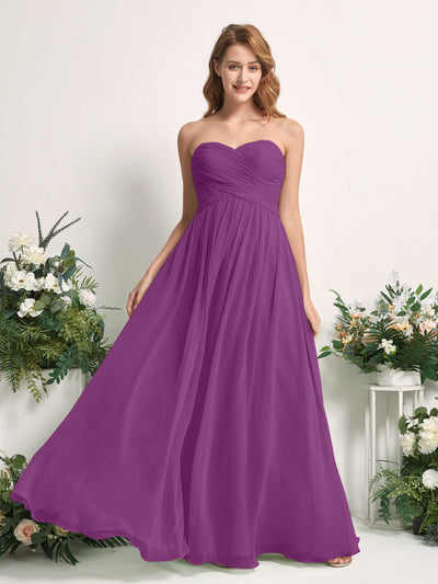 Carlyna Elma A-Line Purple Bridesmaid Dress Maxi Sleeveless Sweetheart Dress Front View #color_purple
