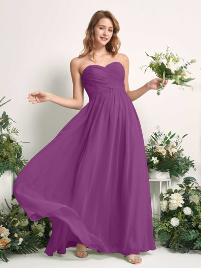 Carlyna Elma A-Line Purple Bridesmaid Dress Maxi Sleeveless Sweetheart Dress Side View 2 #color_purple